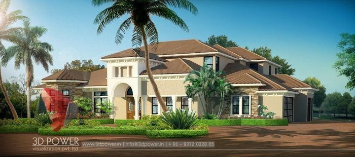 American 3D Modern Bungalow exterior rendering and elevation design ... American 3D Modern Bungalow exterior rendering and elevation design ...