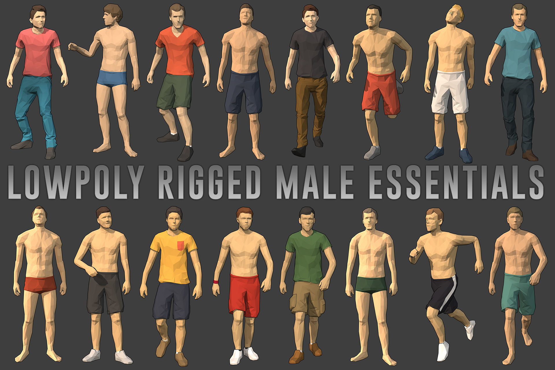 Lowpoly Rigged Male Essentials