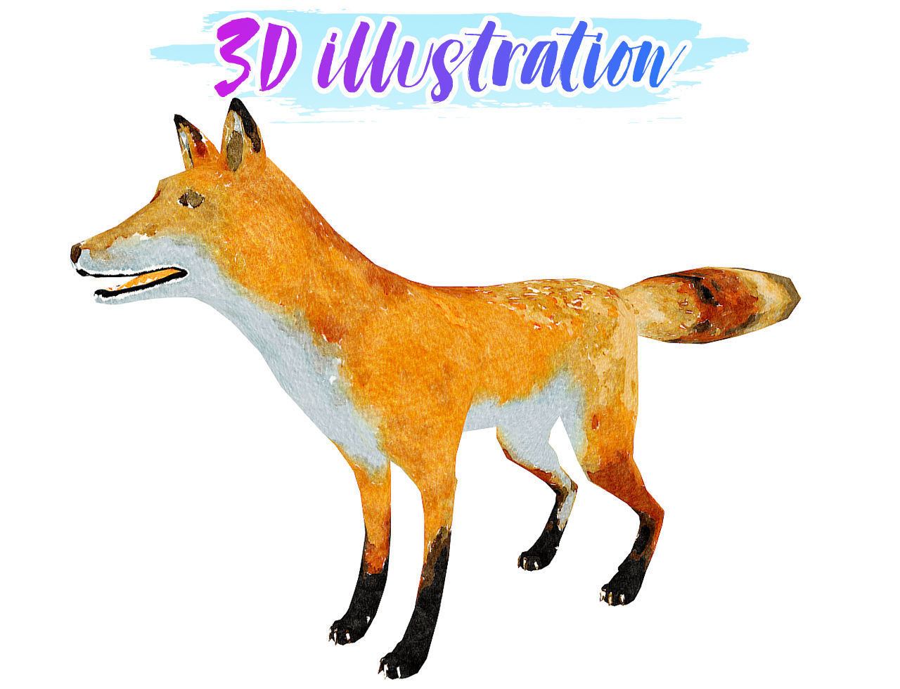 Low Poly Fox Illustration Animated - Game Ready Low-poly  3D model