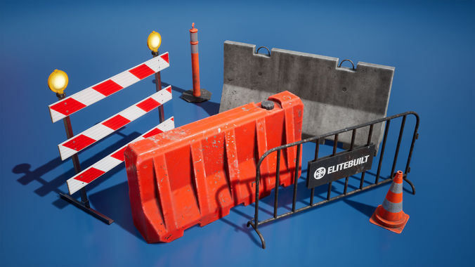 Traffic barriers Low-poly 3D model