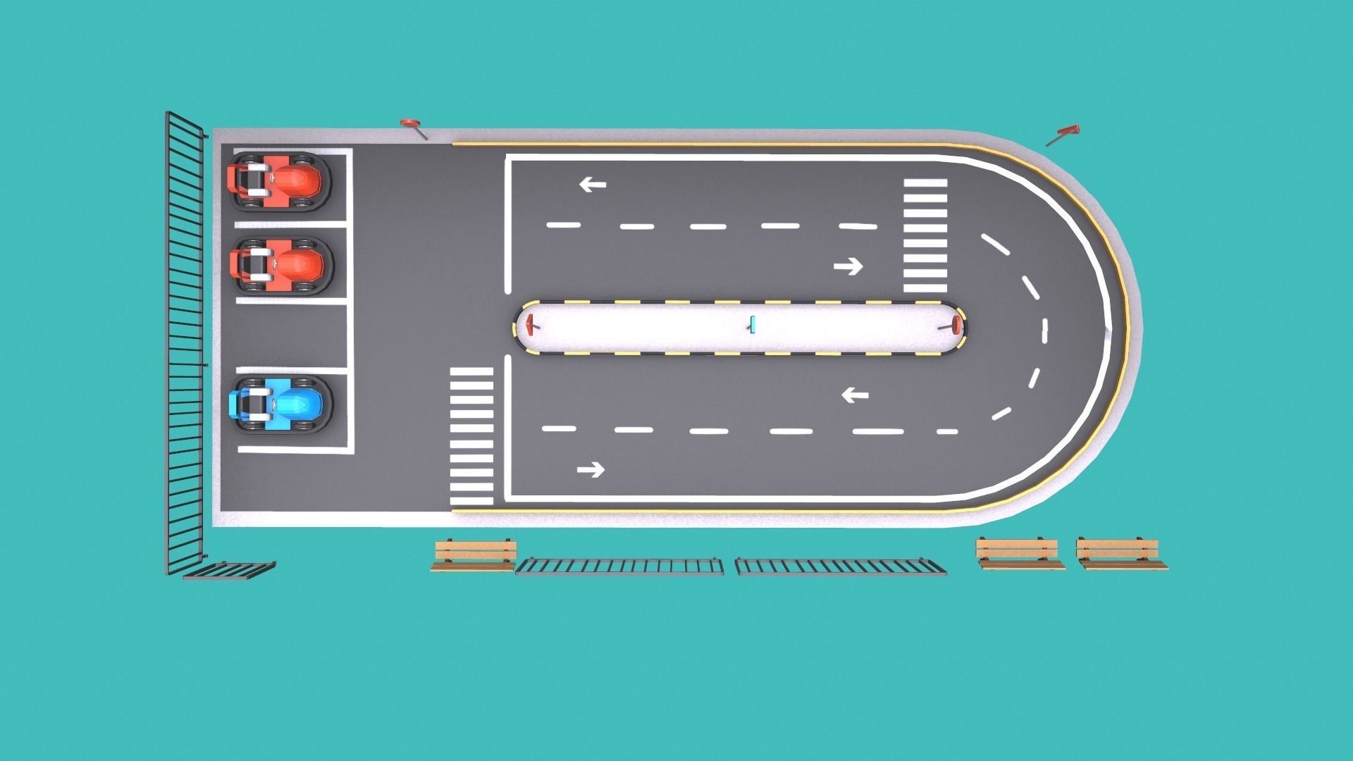 3D model driving school amusment park Lowpoly 3D model VR / AR / low