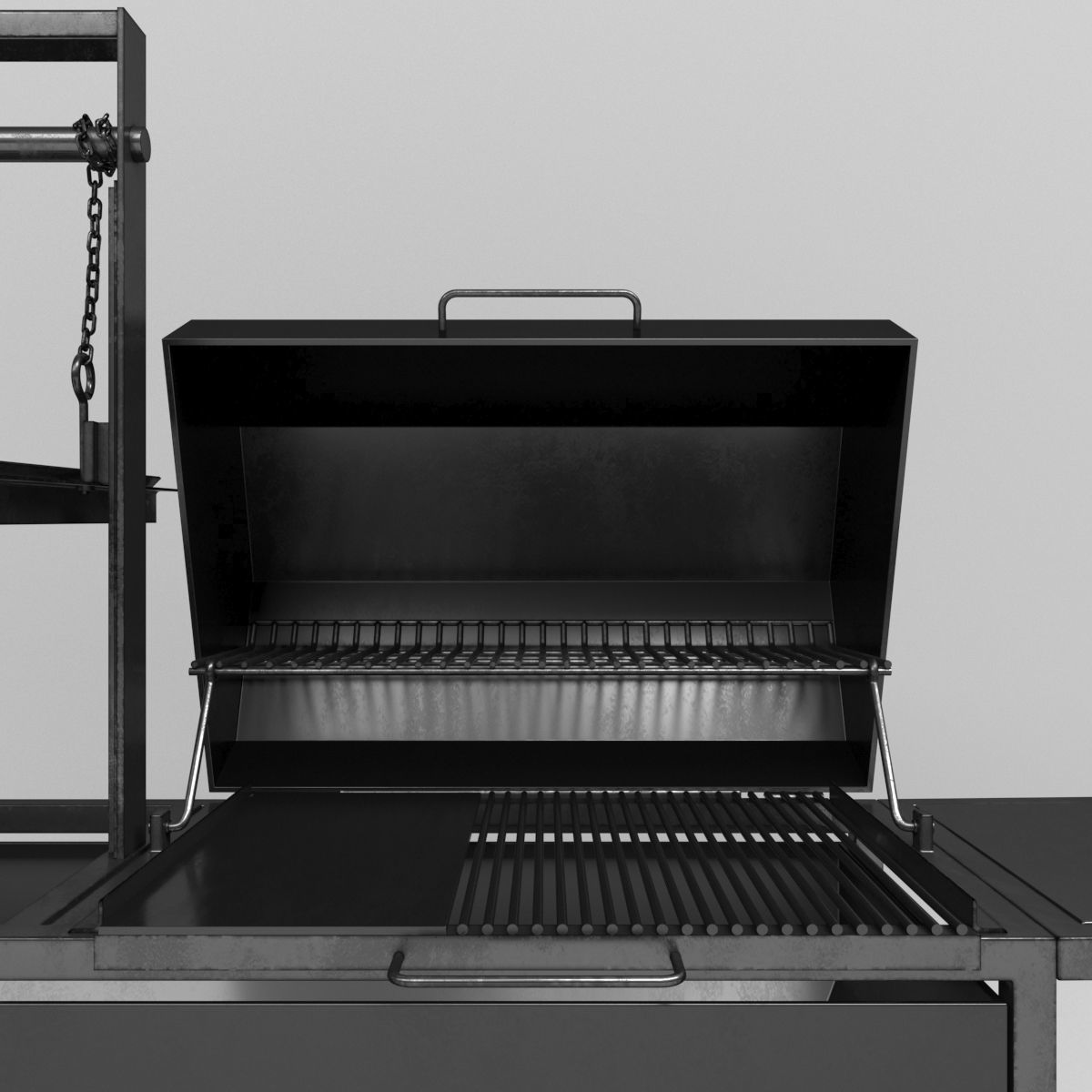 Grill with firewood 3D model CGTrader