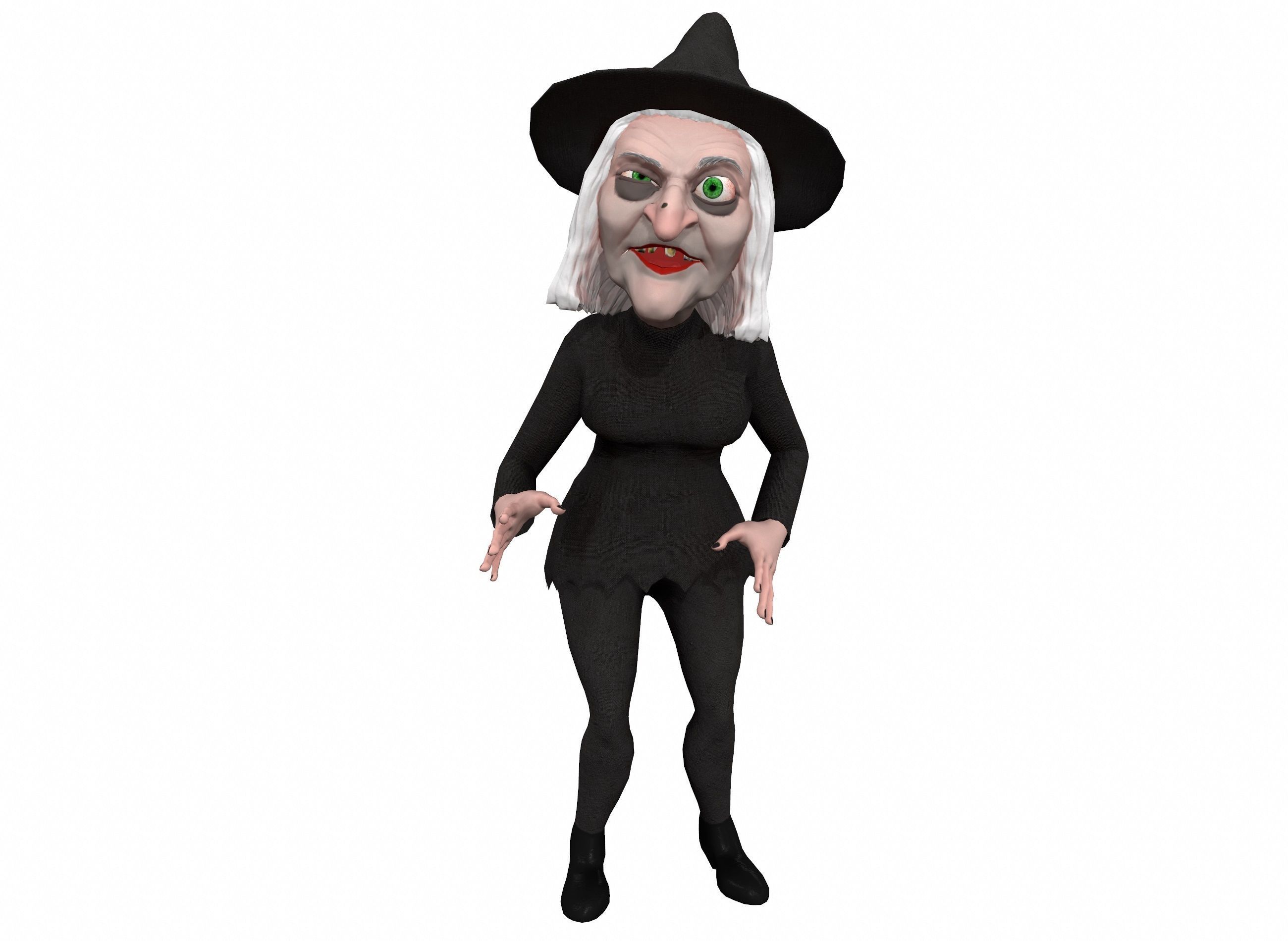 Cartoon witch rigged animated game ready 3D character