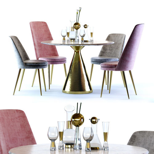 West Elm Silhouette Table And Finley Chair 3d Model