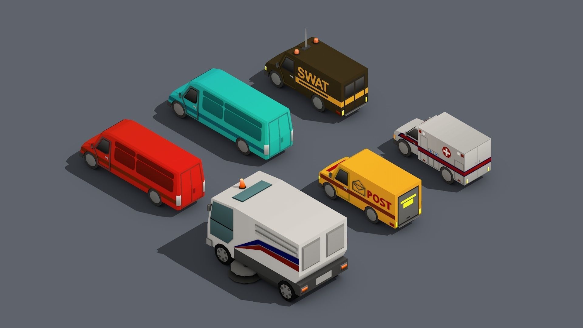 3D model Low Poly Car Pack 01 Isometric VR / AR / low-poly | CGTrader