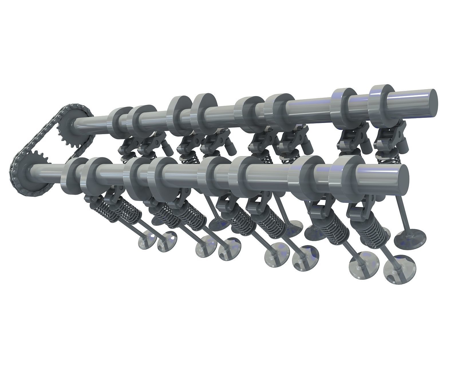 Camshaft and Engine Valves 3D model CGTrader