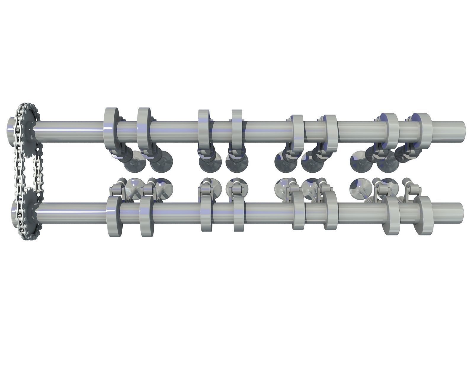 Camshaft and Engine Valves 3D model CGTrader