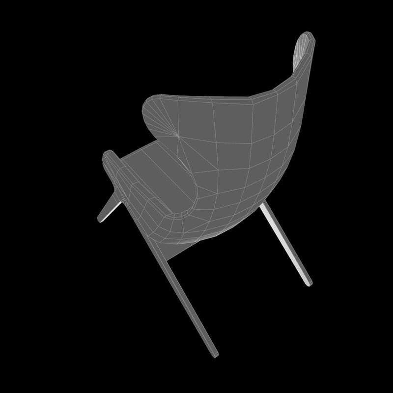 Red fabric reading chair 3D model CGTrader
