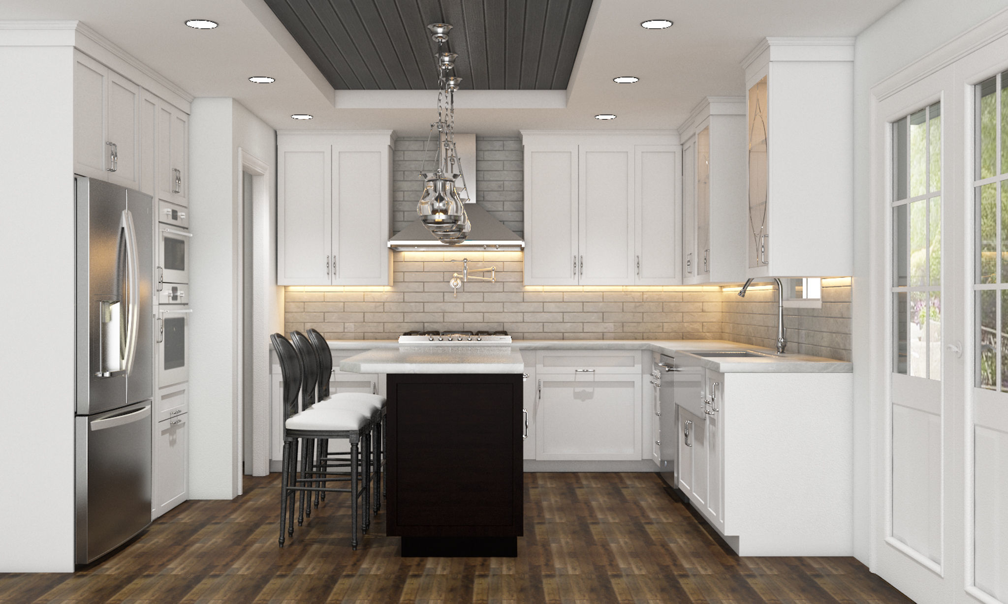 American style kitchen with full furniture 3D | CGTrader