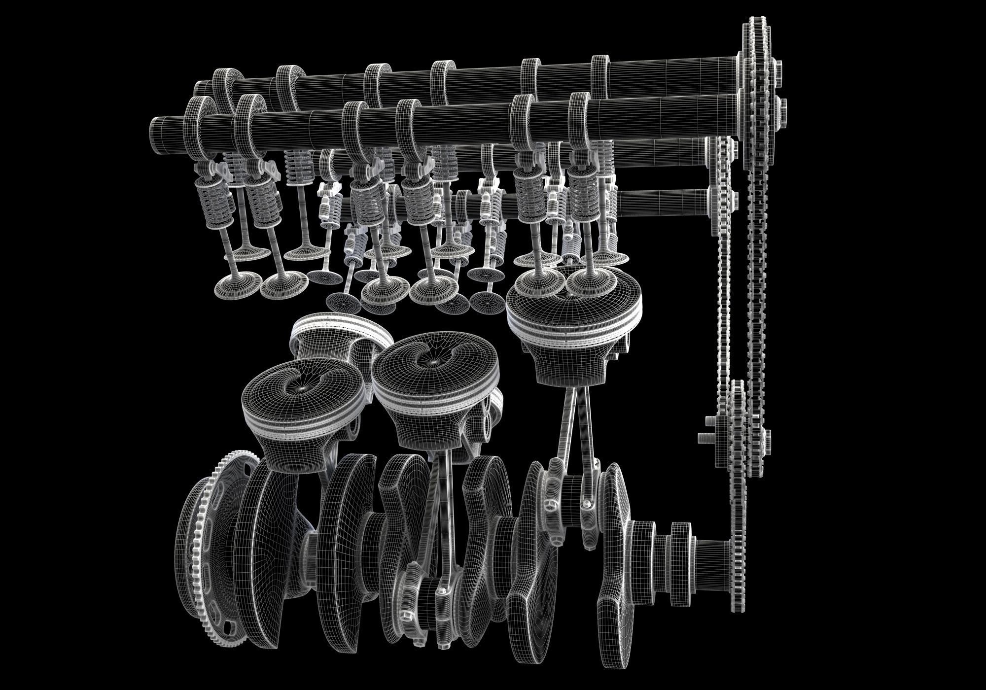 Internal V6 Engine Animation 3D model animated rigged CGTrader