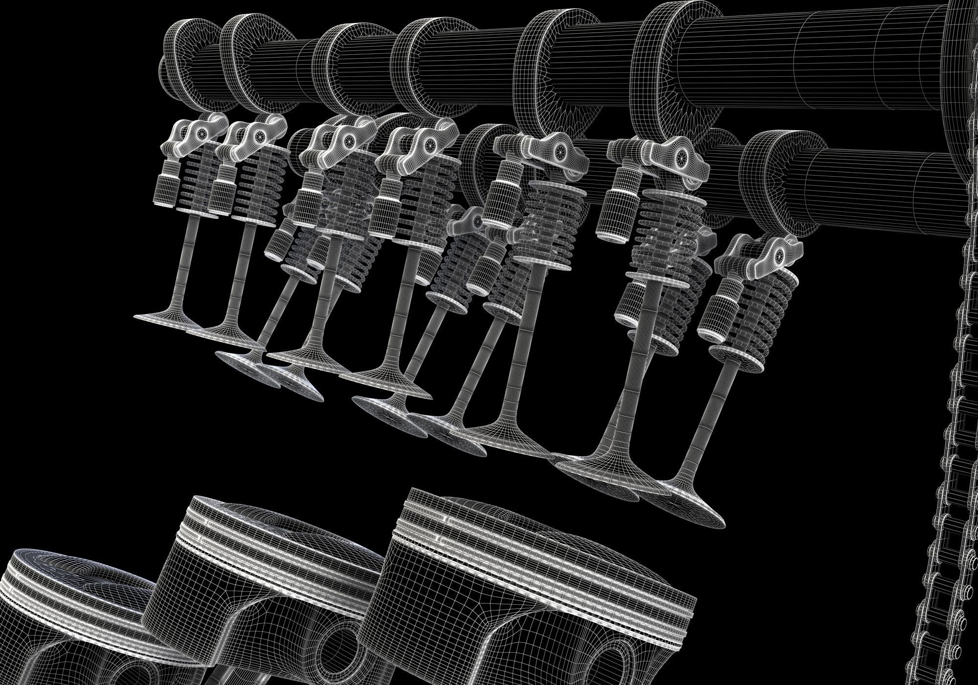 Internal V6 Engine Animation 3D model animated rigged | CGTrader