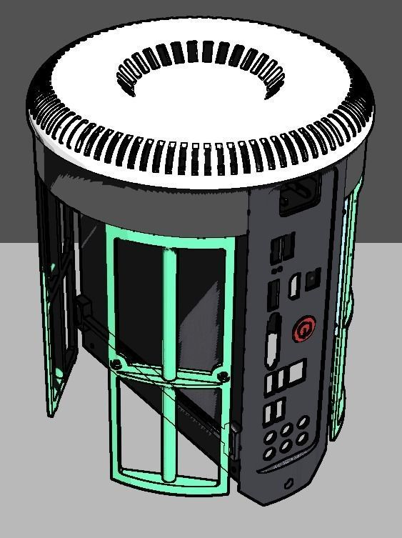 Full Printable ITX Case Mac Pro 2013 style 3D Model 3D printable .stl