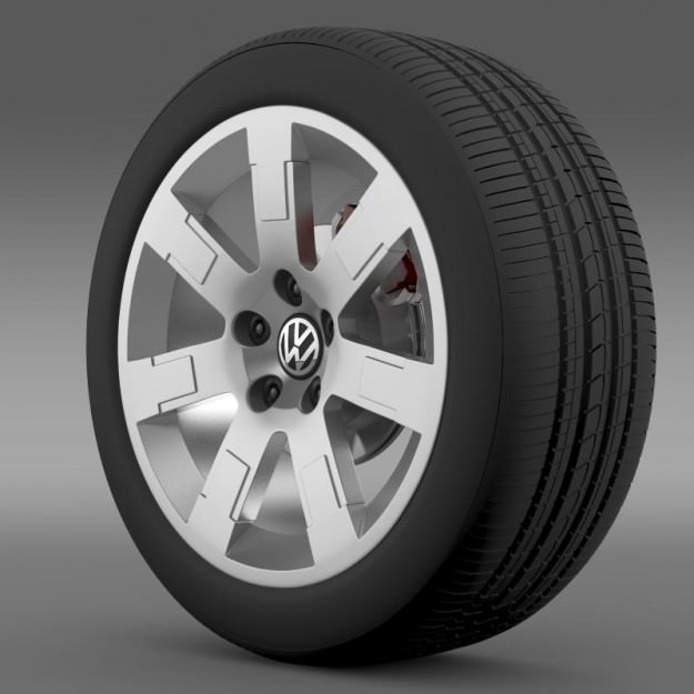 VW Polo Blue UK 2010 wheel 3D model