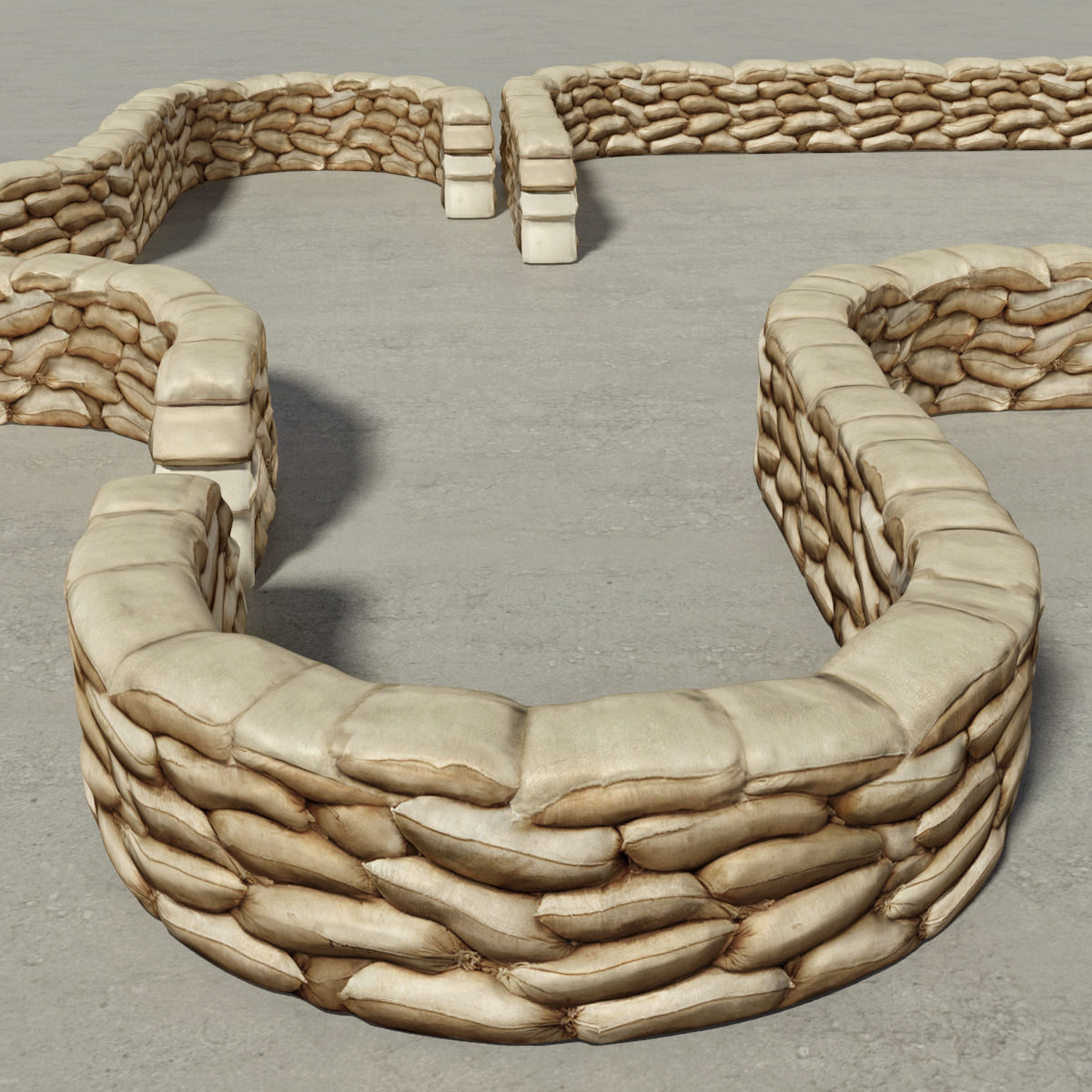 3D model Sandbags Wall Construction Kit VR / AR / lowpoly CGTrader