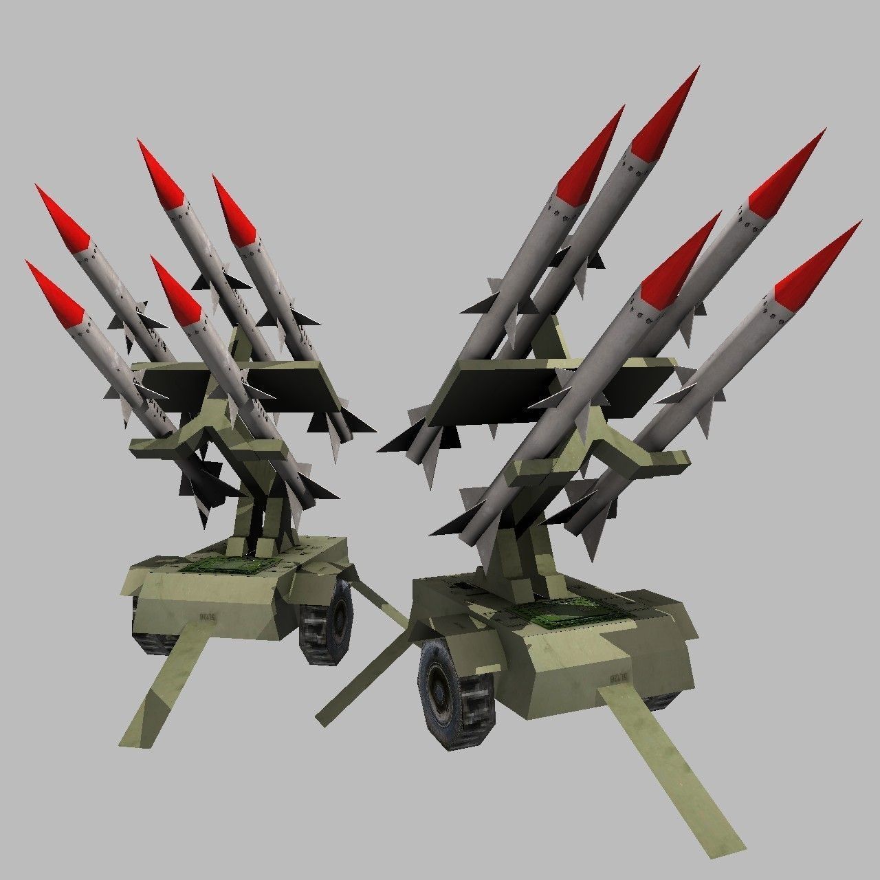 anti aircraft missile battery Low-poly  3D model