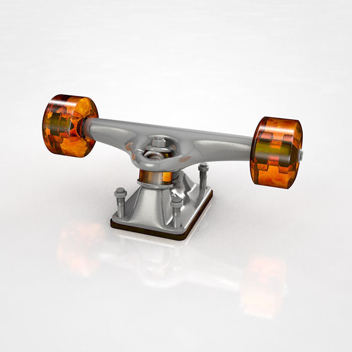 Skateboard Truck with Wheels free 3D Model OBJ 3DS C4D DXF
