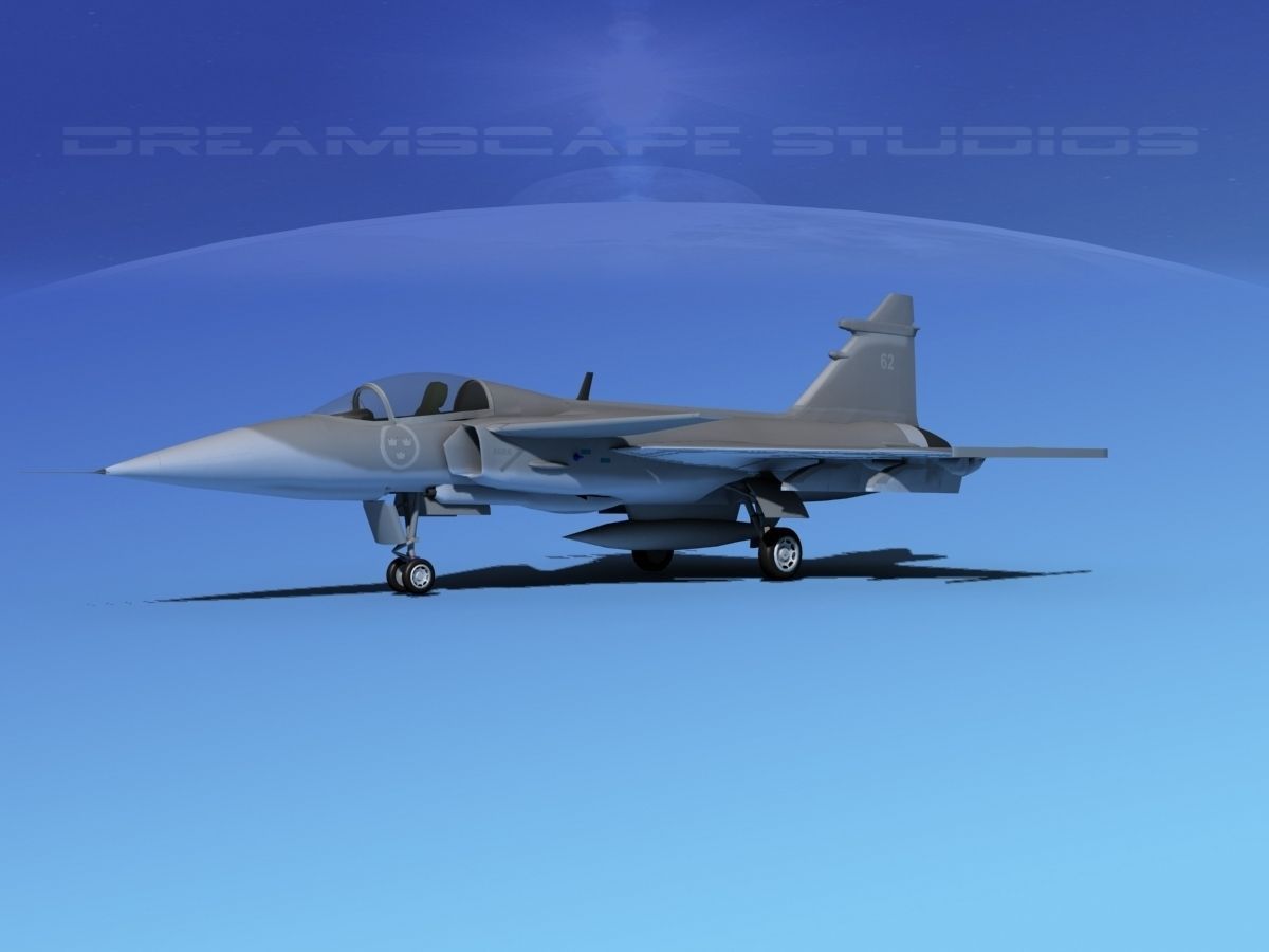 SAAB S39 Gripen Fighter V02 3D model