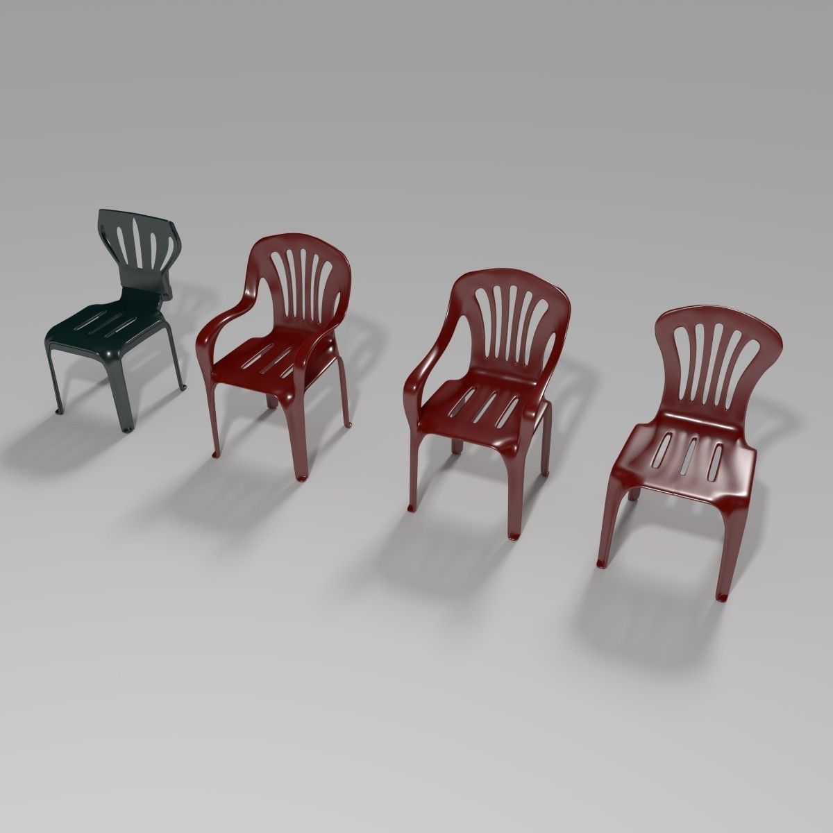 Plastic Chairs Collection 1 3D Model BLEND