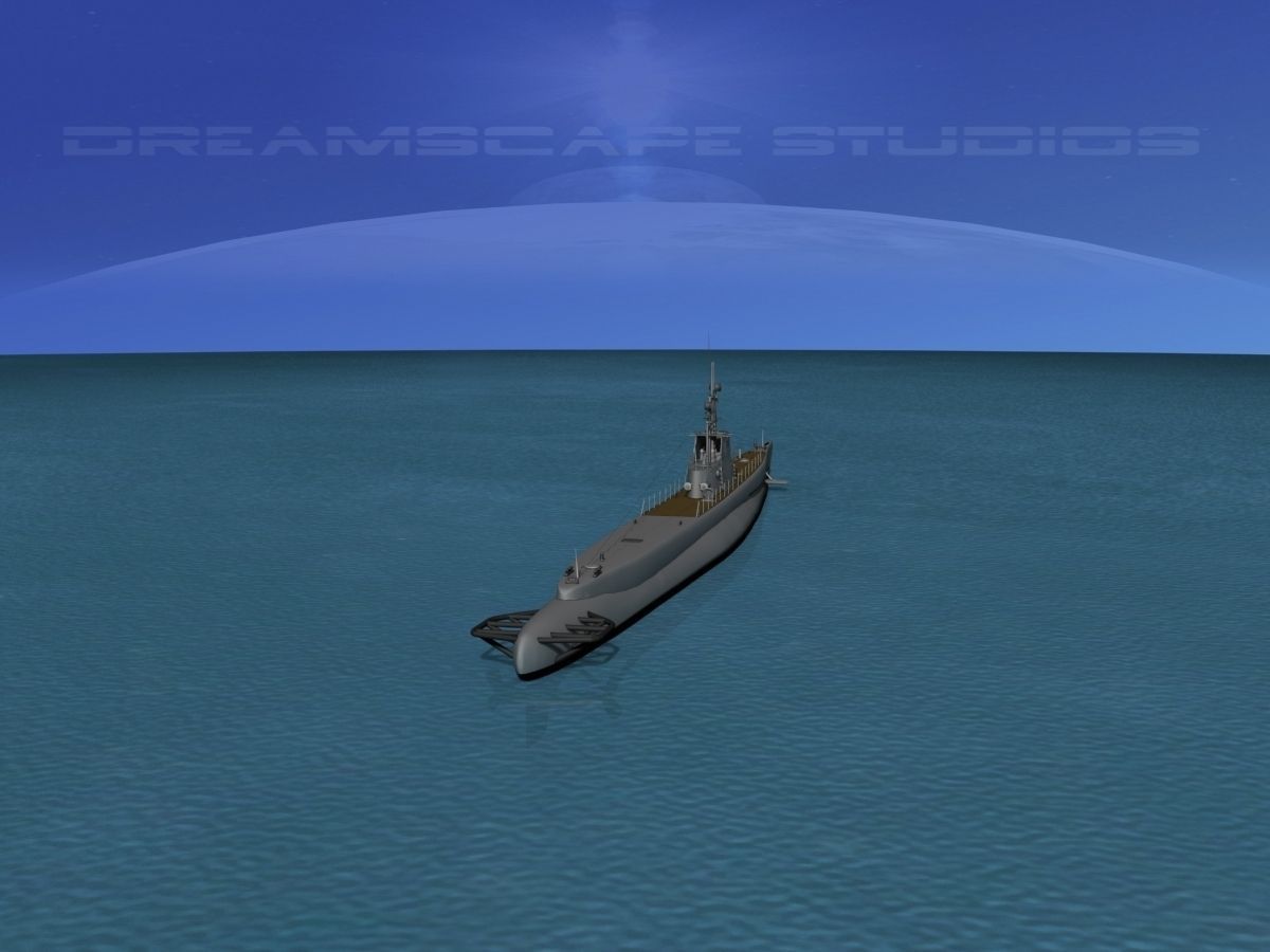 Gato Class Submarine SS238 USS Wahoo 3D model rigged CGTrader