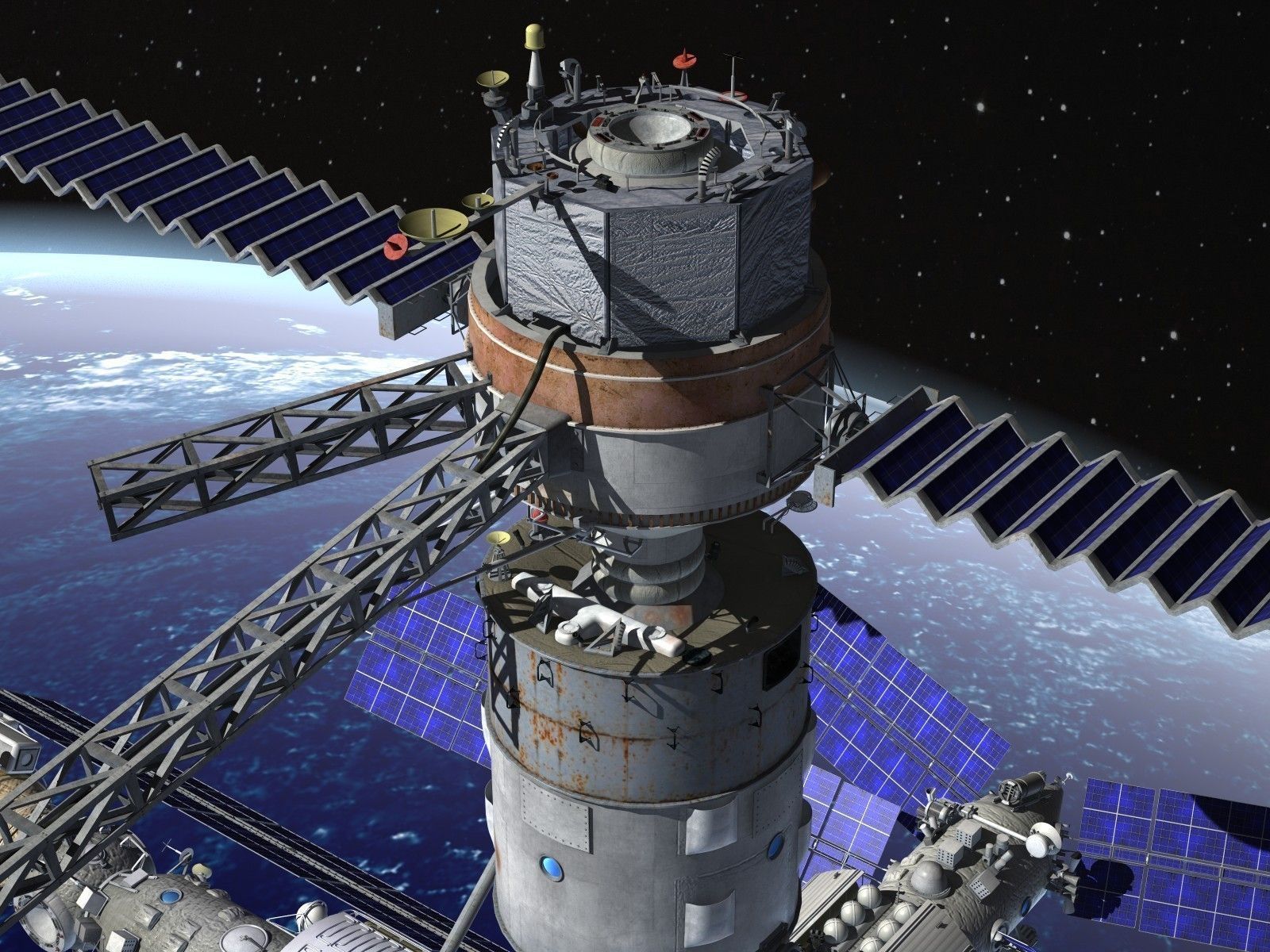MIR Space Station Complex 3D Model MAX OBJ 3DS FBX C4D LWO LW LWS