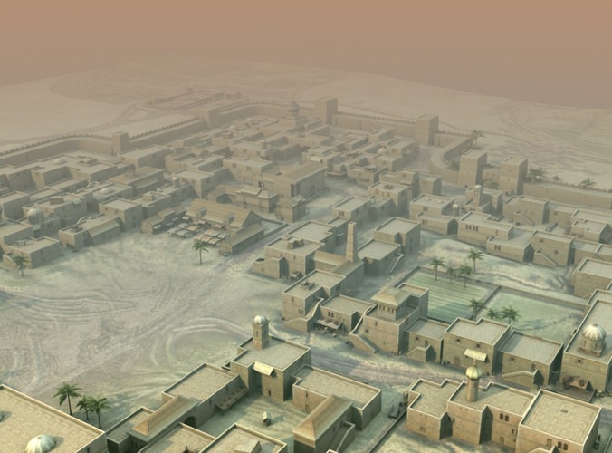 Arab Desert City Scene 01 3D Model .max .obj .3ds .fbx .ma