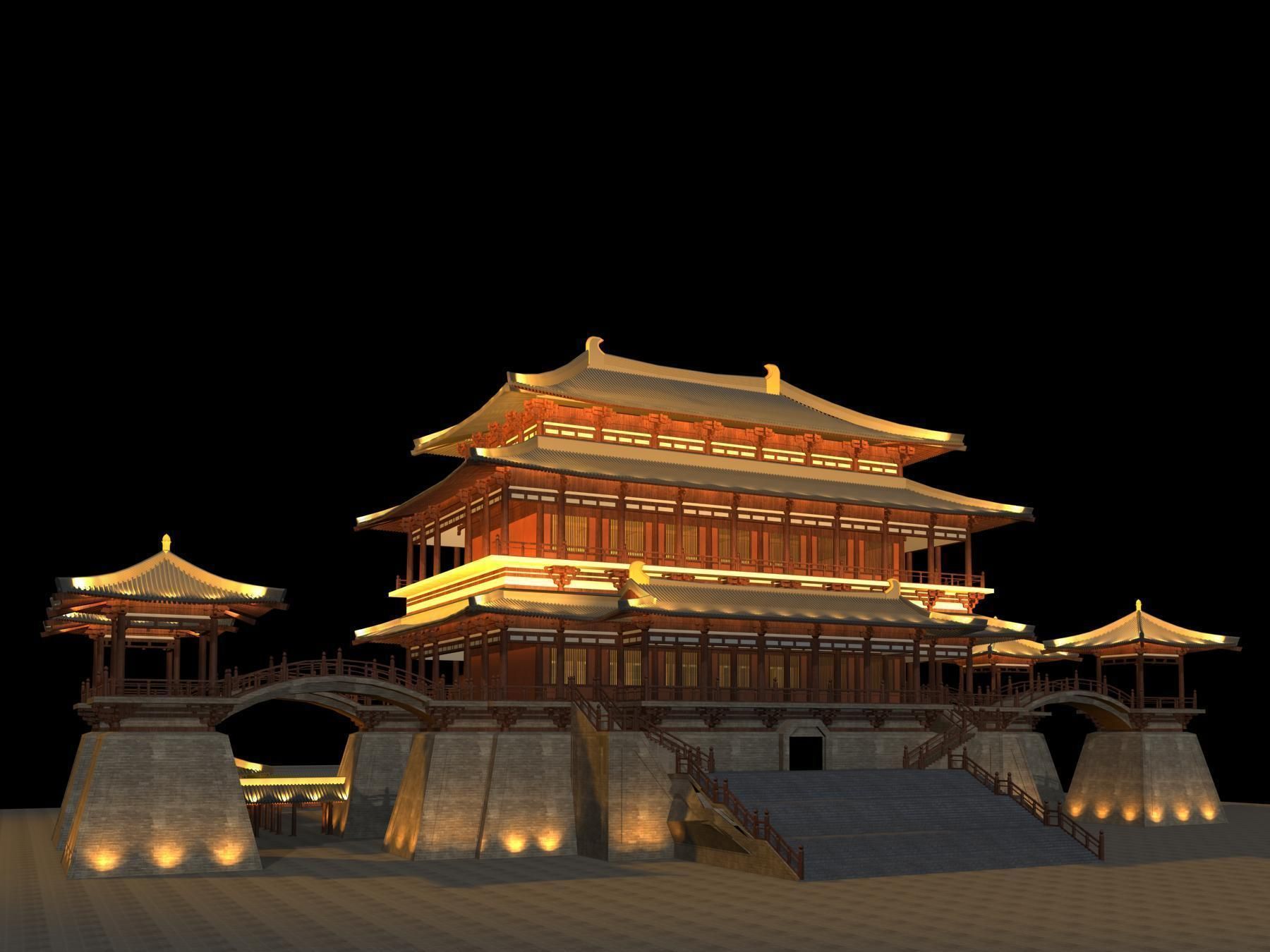 China Temple Lighting 1 Model China Temple Lighting 1 Model
