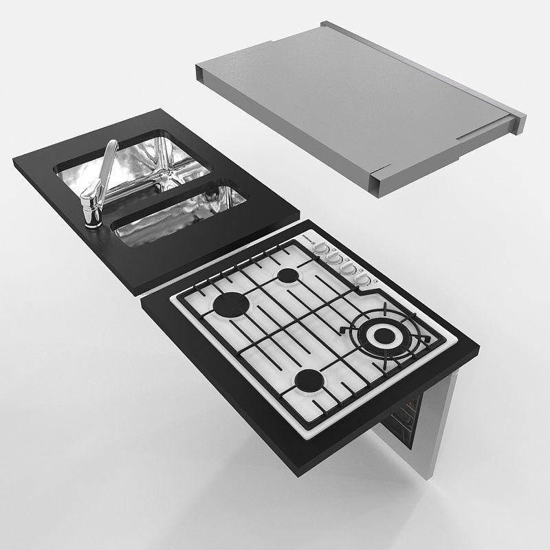 kitchen oven rangehood sink gas cooktop mixer 3d model 3d model ...
