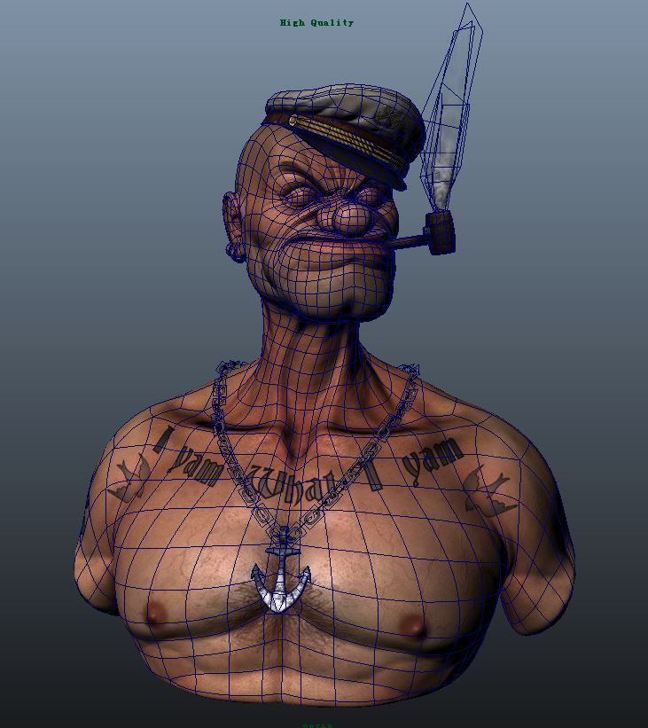 3D model Popeye the Sailor VR / AR / low-poly FBX MA MB ...