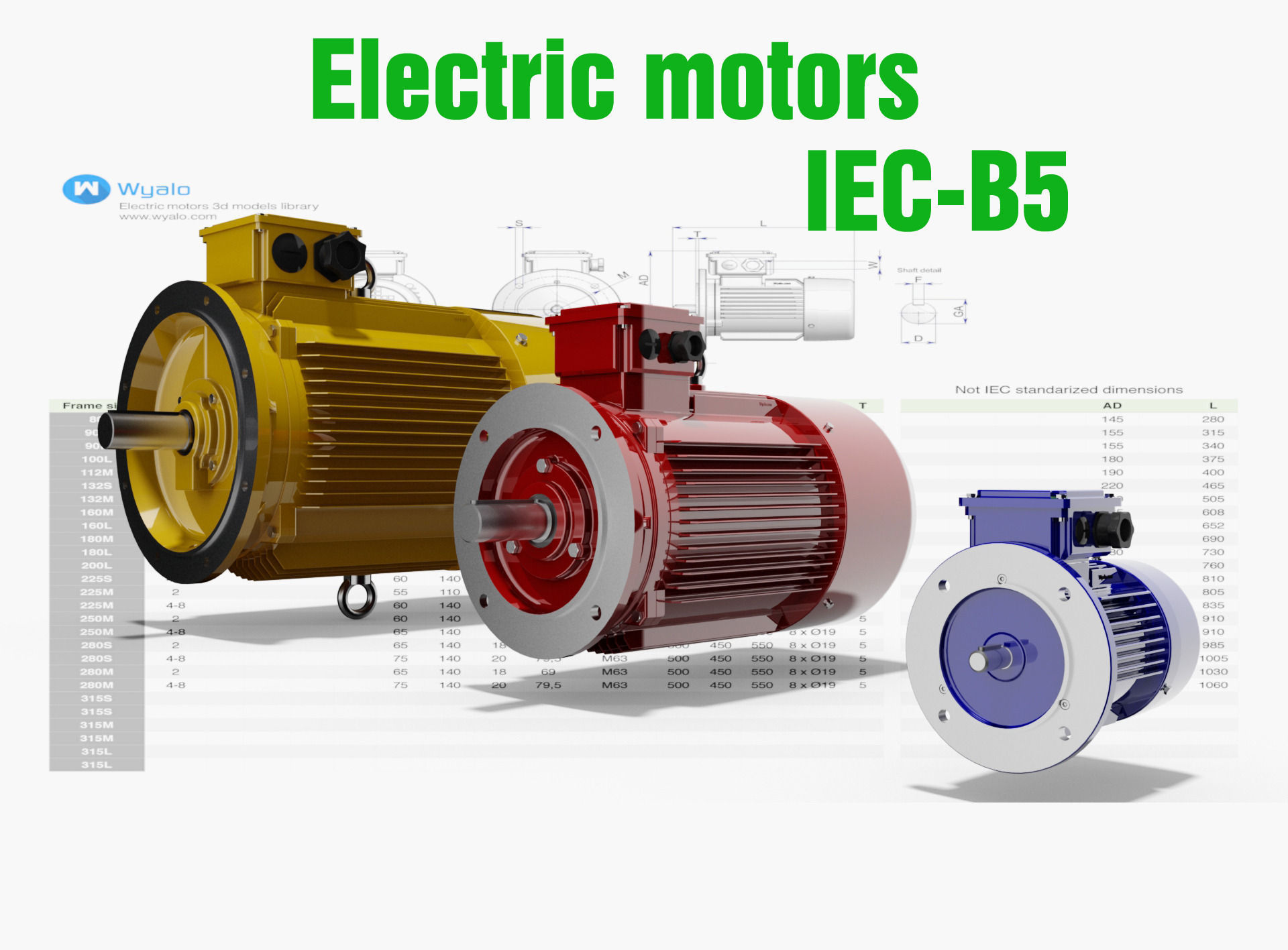 21 CAD Models Electric motors IEC B5 3D Model DWG IPT STP