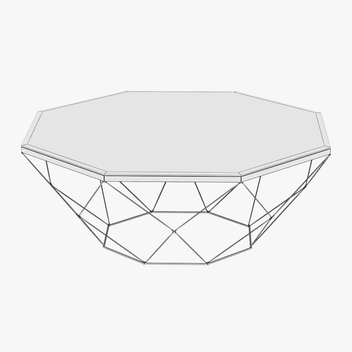 Geometric Antique Brass Coffee Table with Glass Top 3D model CGTrader