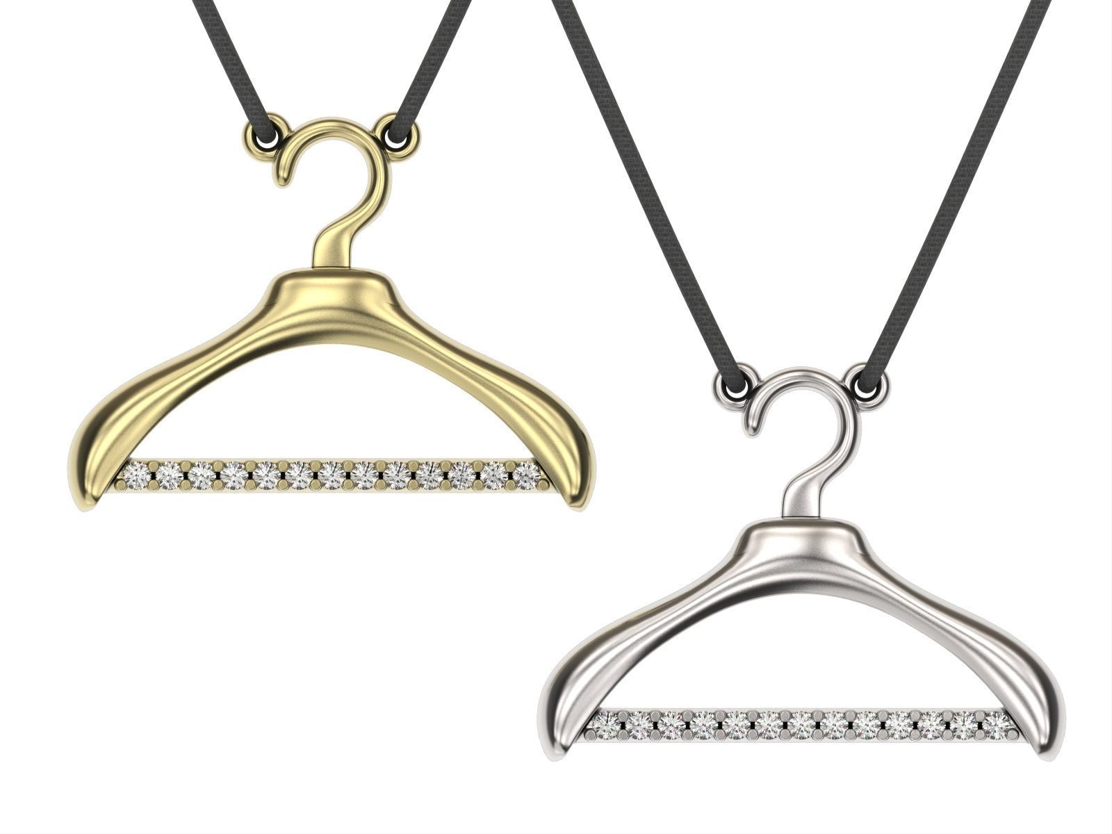 Gold hanger necklace 3d print model Modern jewelry Gold pendant 3D