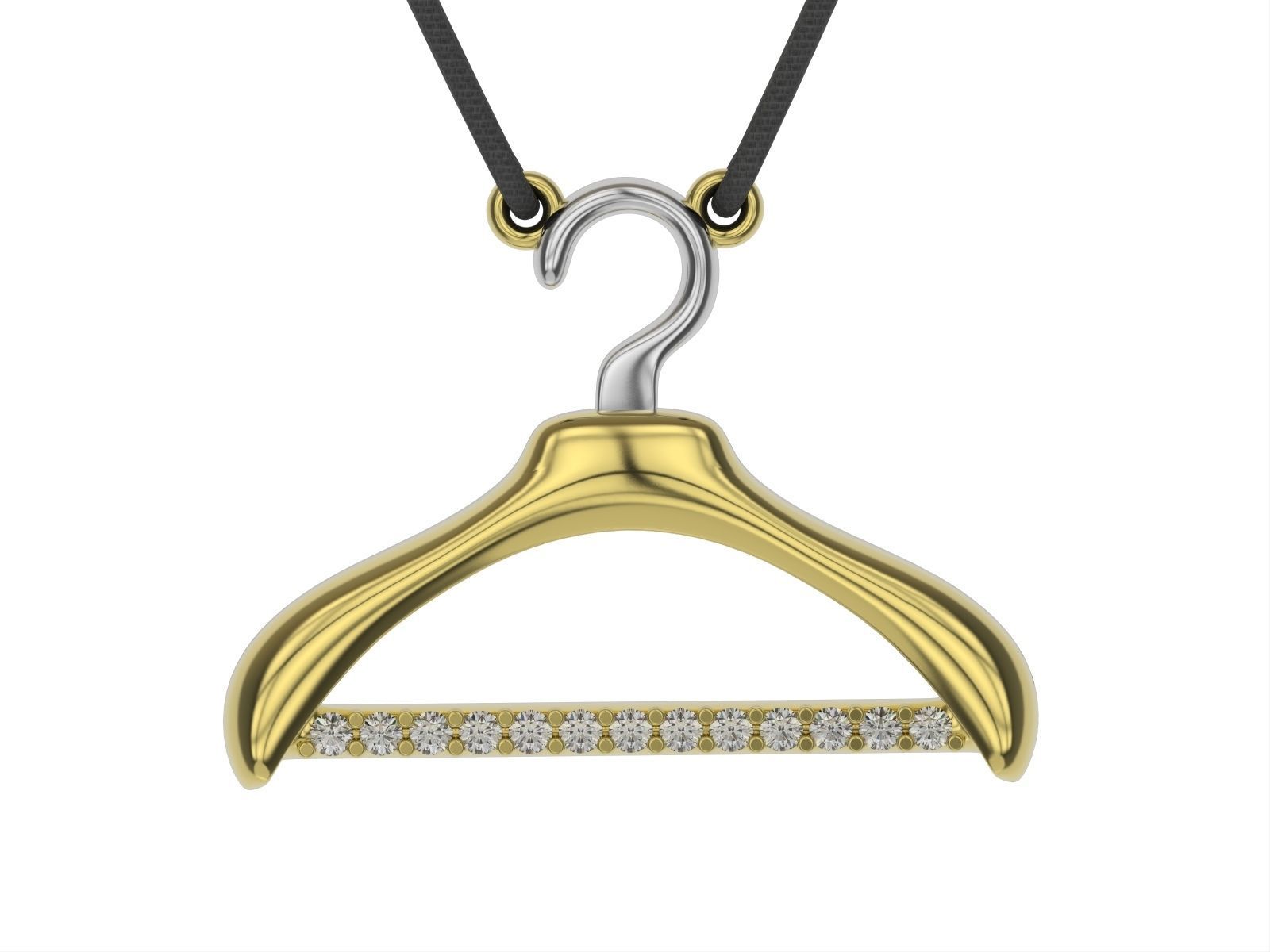 Gold hanger necklace 3d print model Modern jewelry Gold pendant 3D