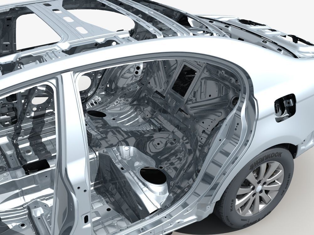 Car Frame with Chassis Engine 02 3D model | CGTrader