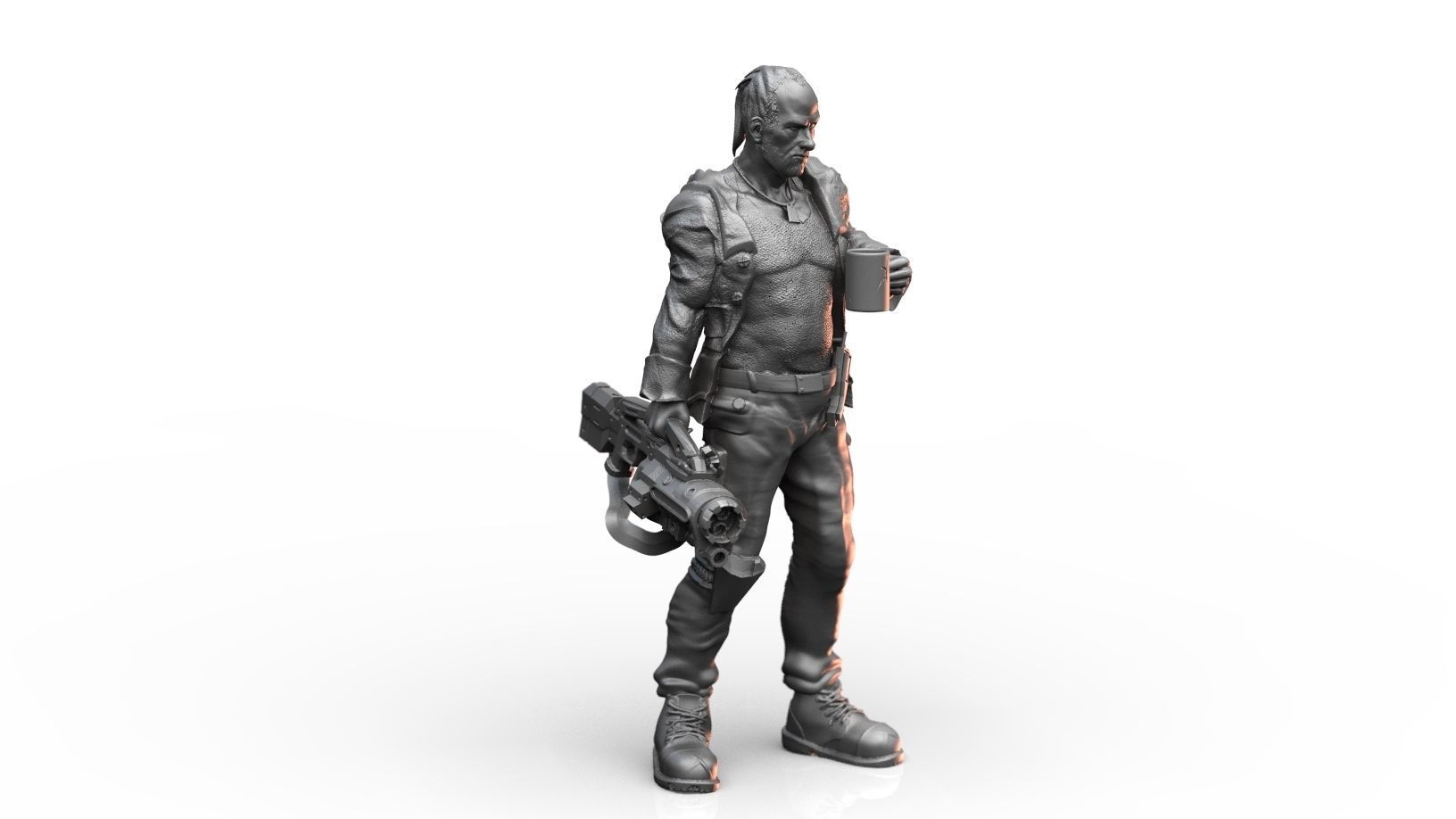 Old Mercenary Veteran Sci Fi Character