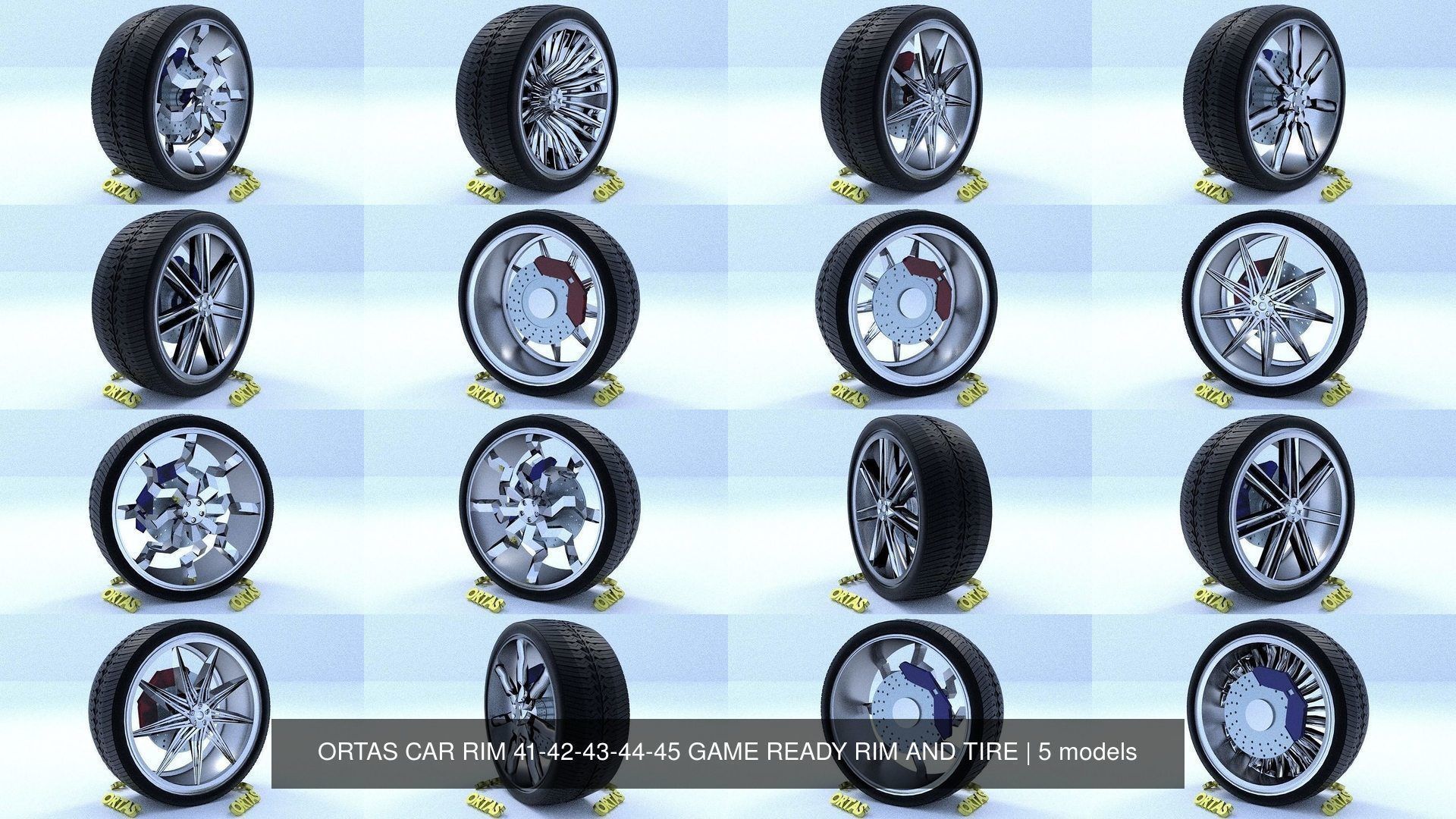 ORTAS CAR RIM 41-42-43-44-45 GAME READY RIM AND TIRE