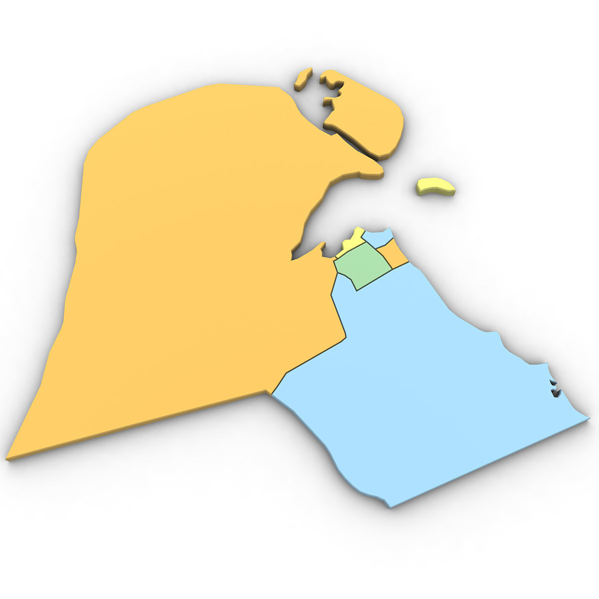 3d Political Map of Kuwait 3D model CGTrader
