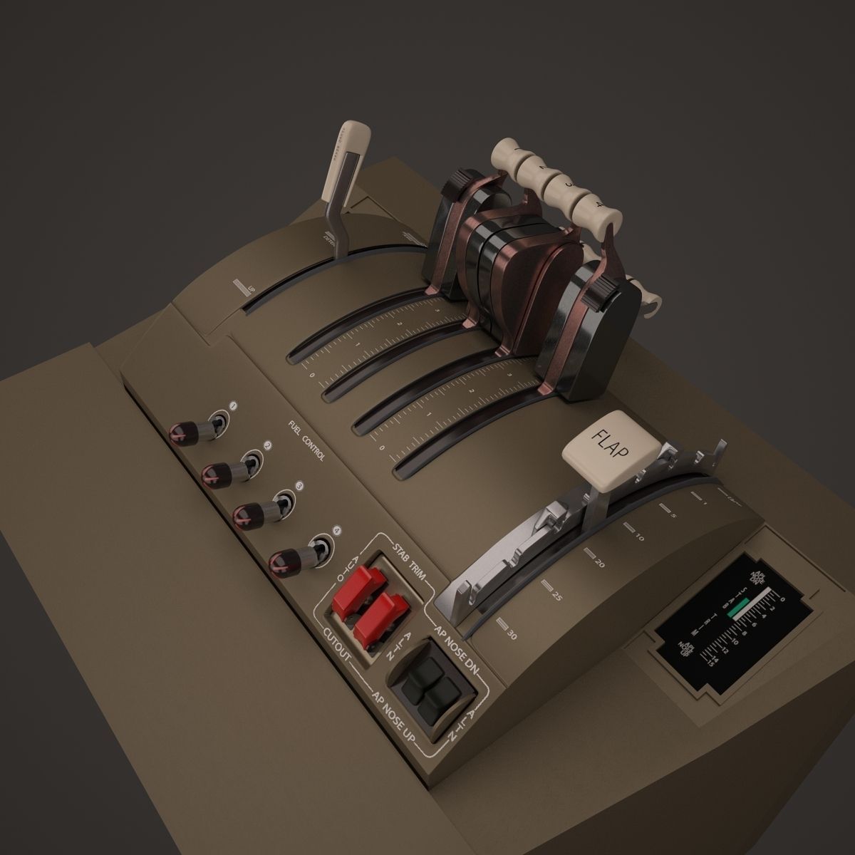 B747 Throttle Quadrant 3D Model MAX OBJ 3DS