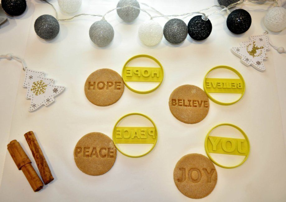 Christmas Cookie Cutter Set 4 Pieces Joy Hope Peace Believe