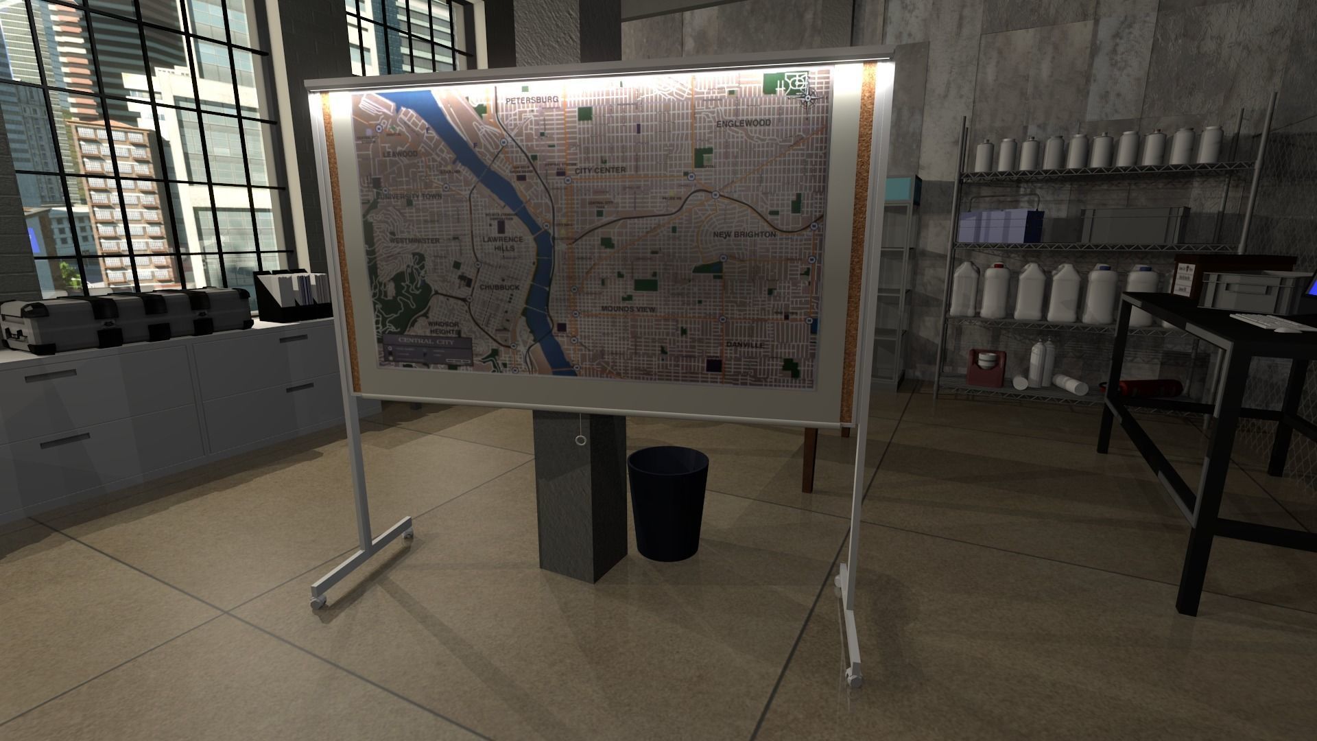 Barrys Office at the CCPD from the flash 3D model CGTrader