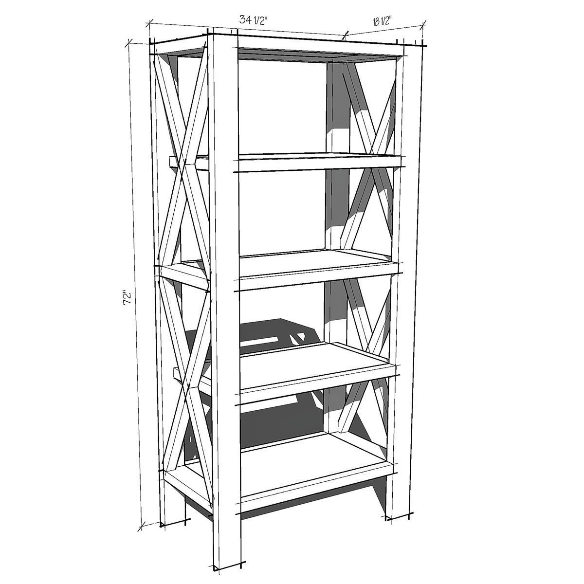 3D model Rustic X Tall Bookshelf VR / AR / lowpoly CGTrader