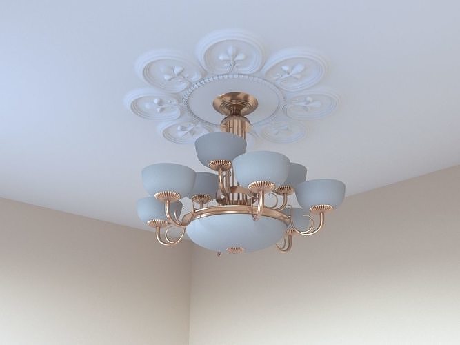 3d Chandelier In Art Nouveau Style With Ceiling Decor Ring Chandelier In Art Nouveau Style With Ceiling Decor Ring 3d Model Max Obj Mtl 3ds 1