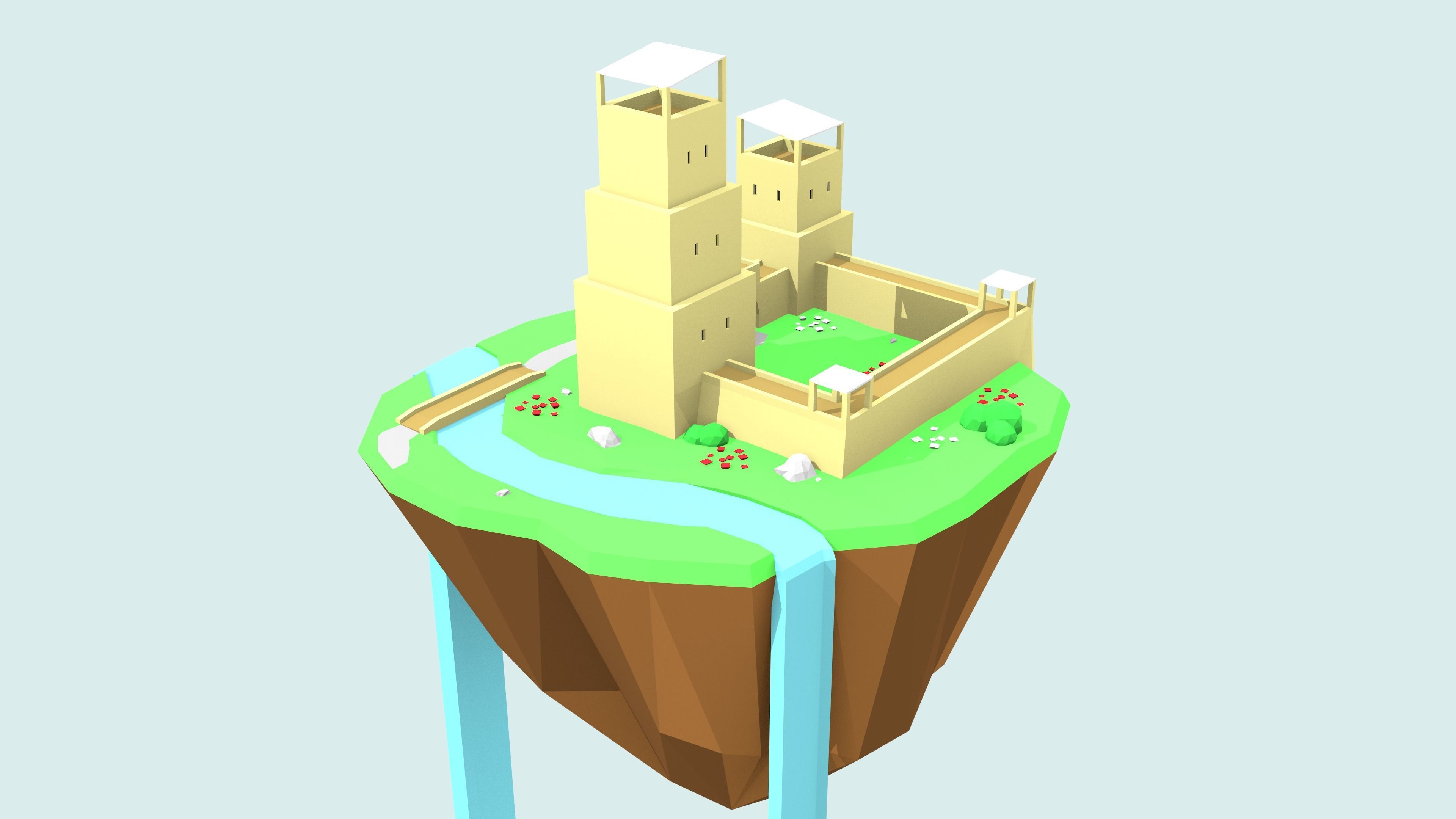 Floating Island by RICHARD HIND Free low-poly  3D model