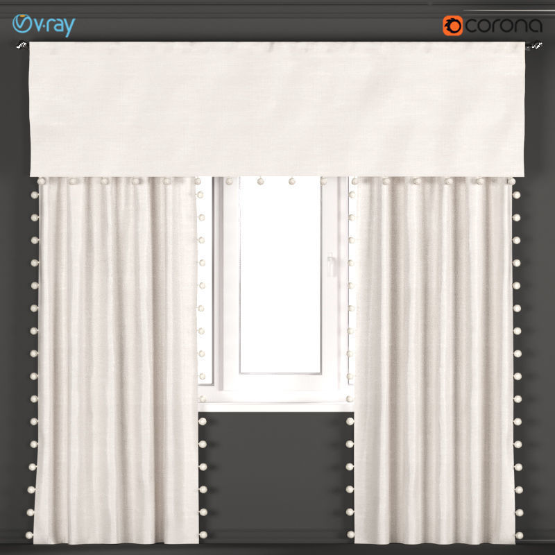 3d Model Beige Curtains With Pompoms From Restoration 1