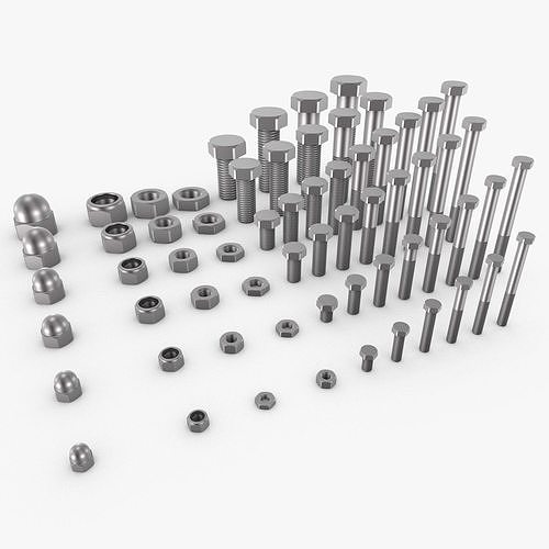 Bolts and nuts collection 3D model | CGTrader