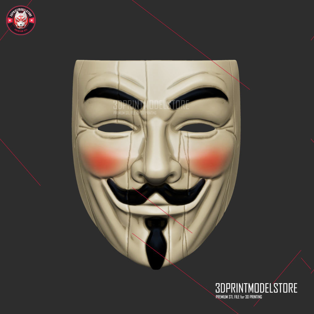 Guy Fawkes Mask - V For Vendetta 3D model 3D printable | CGTrader