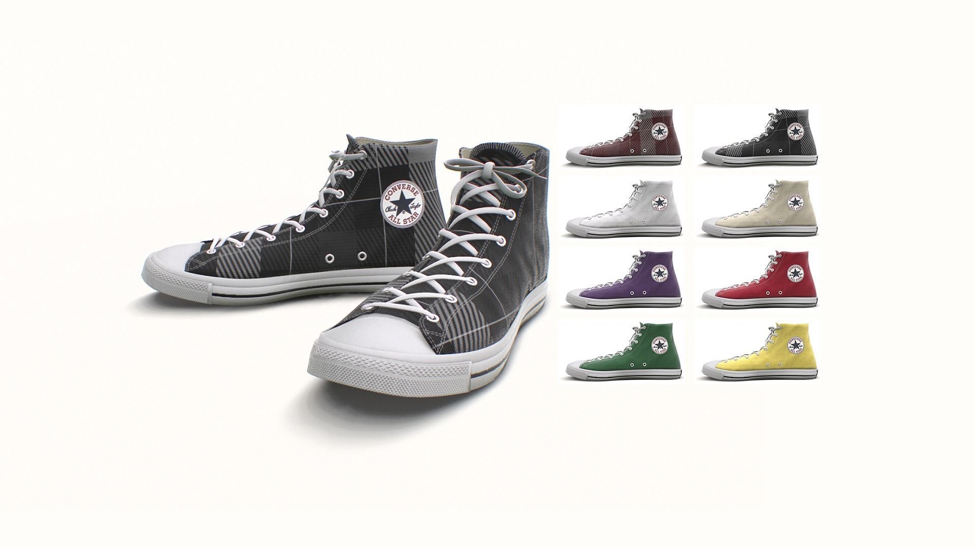 17 Colors High Top Converse All Stars Low-poly 3D model