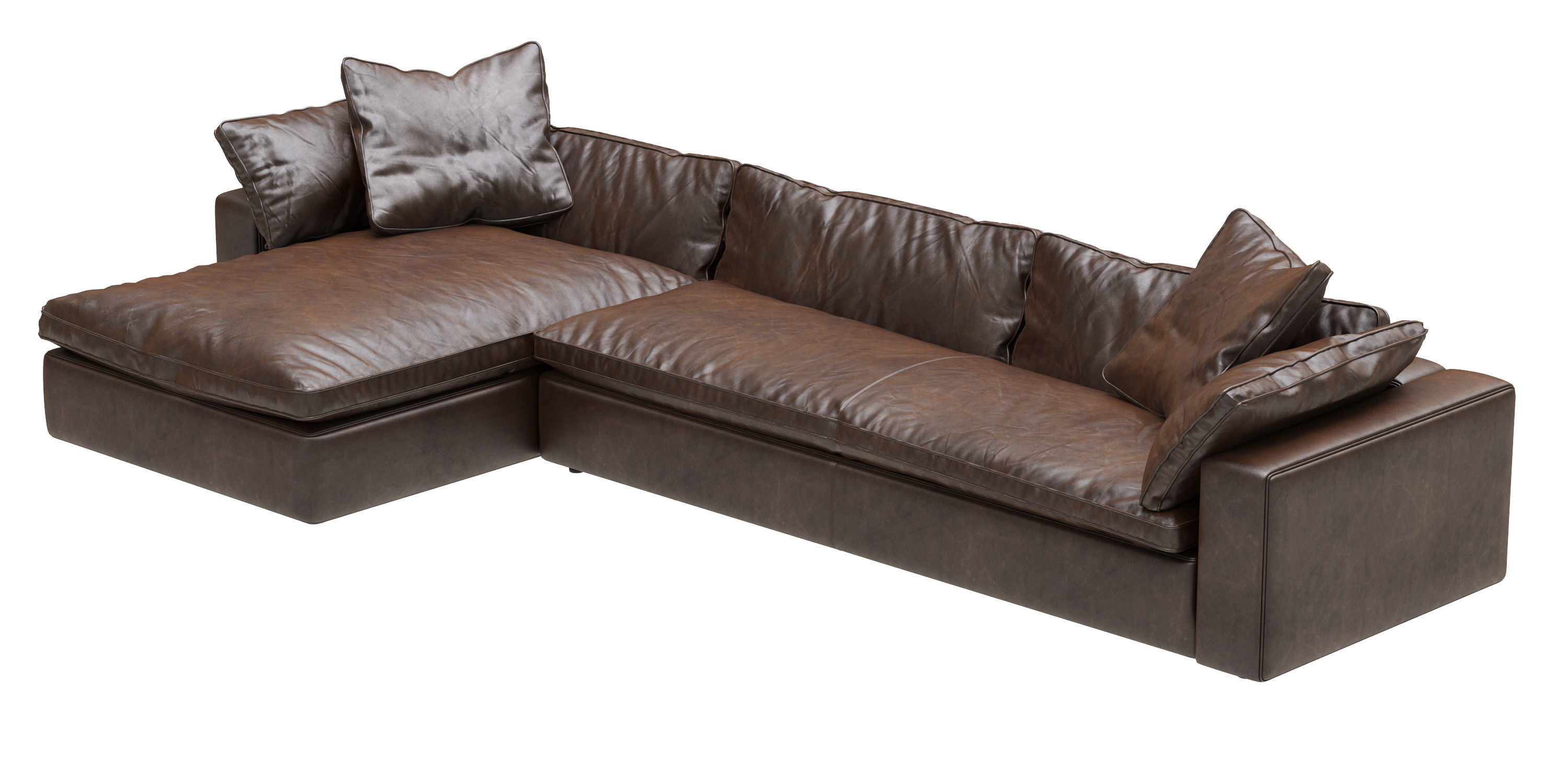 Restoration Hardware Cloud Leather Sofa Chaise Sectional 3D model