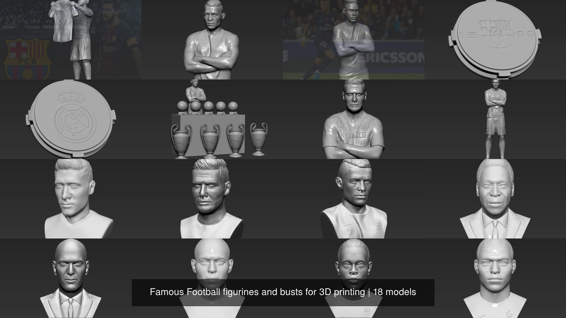 Famous Football figurines and busts for 3D printing