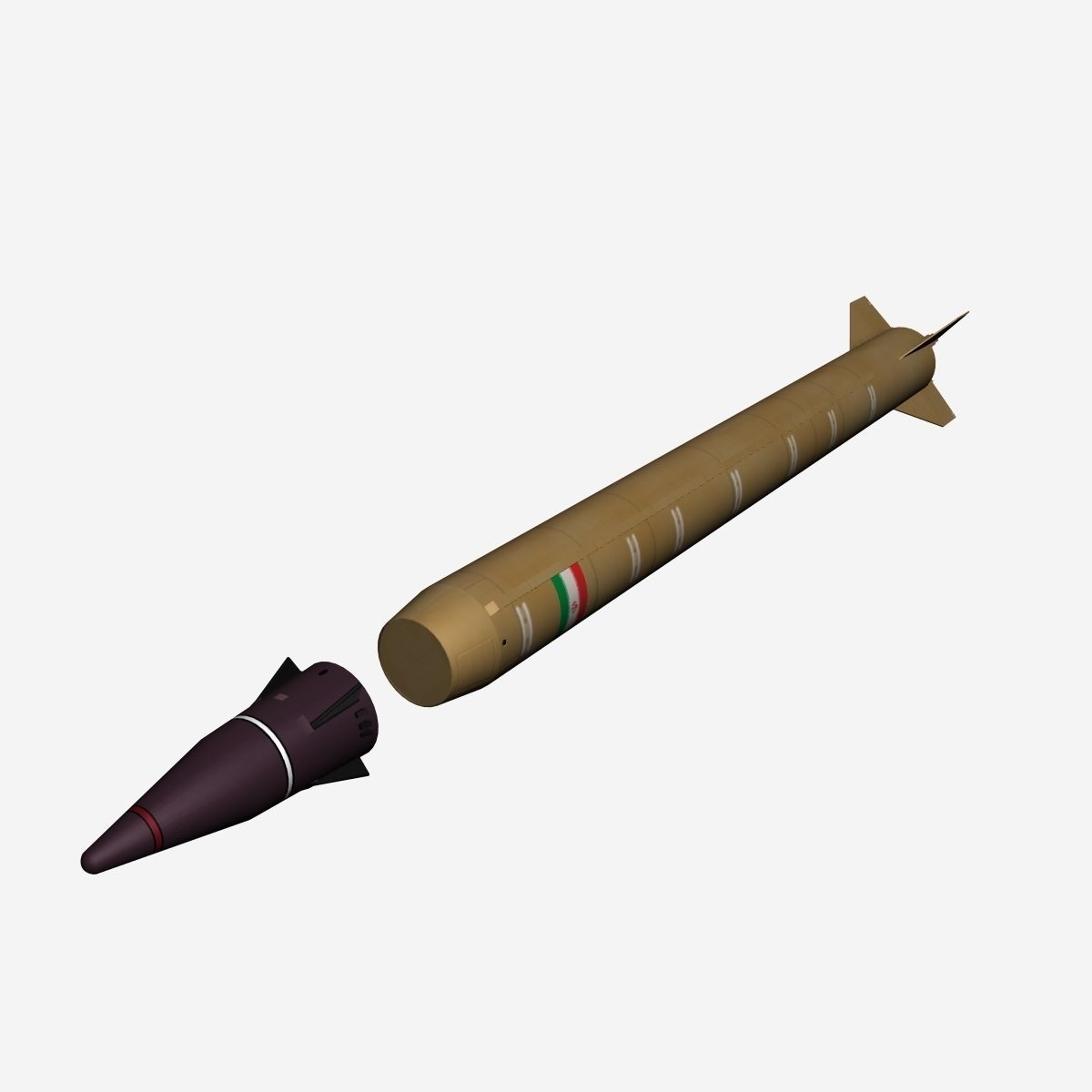 Emad Ballistic Missile 3D model CGTrader