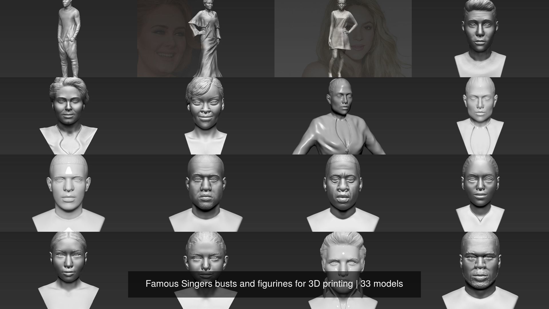 Famous Singers busts and figurines for 3D printing